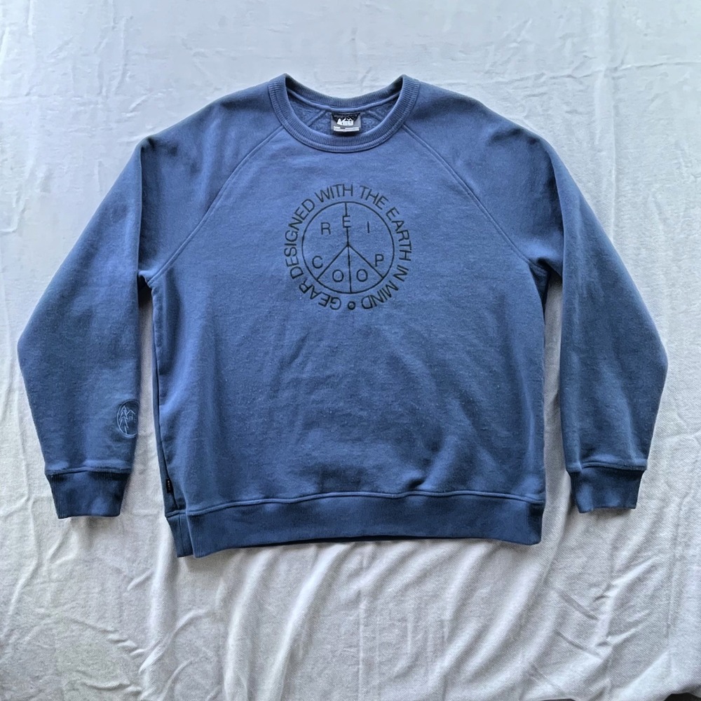 REI Co-op Sweatshirt Gear Design With the Earth in Mind Blue Men's Size Large